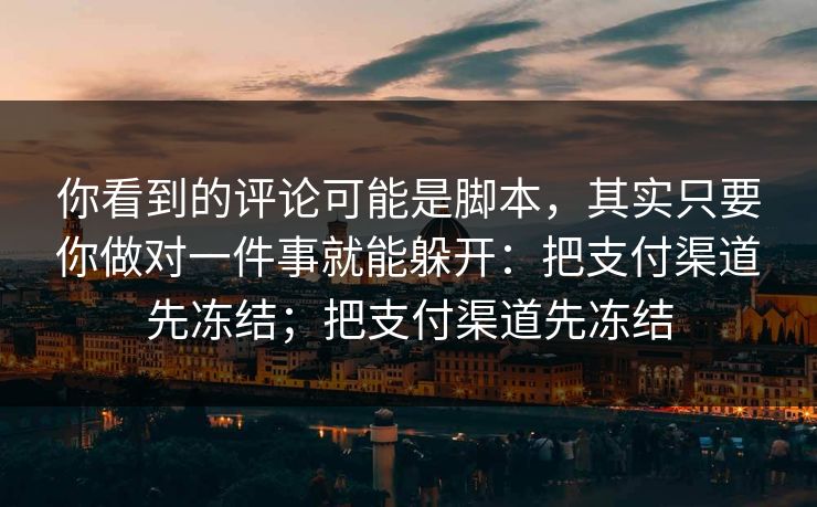 你看到的评论可能是脚本，其实只要你做对一件事就能躲开：把支付渠道先冻结；把支付渠道先冻结