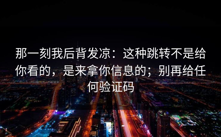 那一刻我后背发凉：这种跳转不是给你看的，是来拿你信息的；别再给任何验证码