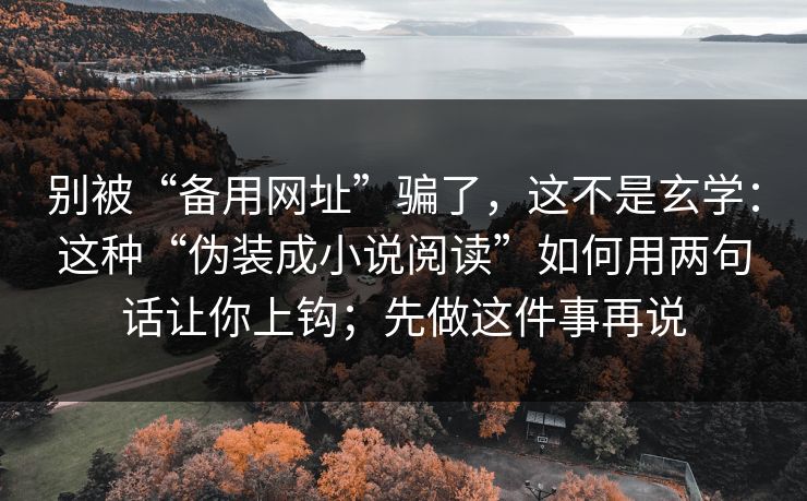 别被“备用网址”骗了，这不是玄学：这种“伪装成小说阅读”如何用两句话让你上钩；先做这件事再说
