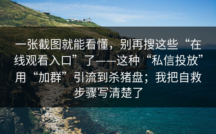 一张截图就能看懂，别再搜这些“在线观看入口”了——这种“私信投放”用“加群”引流到杀猪盘；我把自救步骤写清楚了