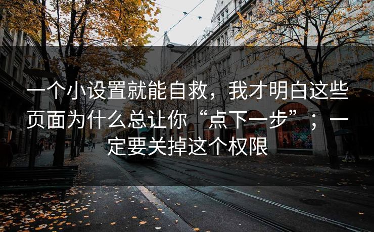 一个小设置就能自救，我才明白这些页面为什么总让你“点下一步”；一定要关掉这个权限