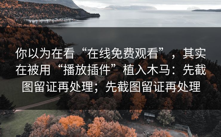 你以为在看“在线免费观看”，其实在被用“播放插件”植入木马：先截图留证再处理；先截图留证再处理