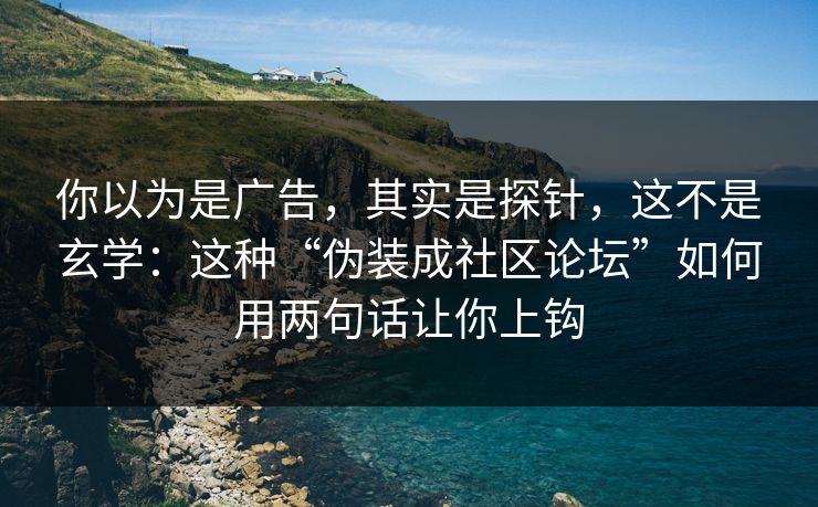 你以为是广告,其实是探针,这不是玄学:这种“伪装成社区论坛”如何用两句话让你上钩 你以为是广告,其实是探针,这不是玄学:这种“伪装成社区论坛”如何用两句话让你上钩