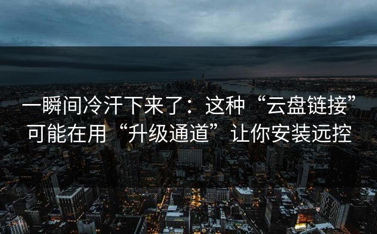 一瞬间冷汗下来了:这种“云盘链接”可能在用“升级通道”让你安装远控 一瞬间冷汗下来了:这种“云盘链接”可能在用“升级通道”让你安装远控