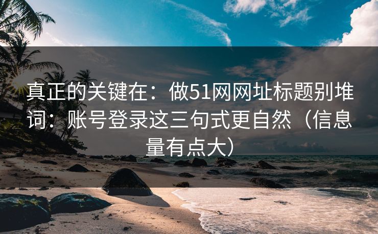 真正的关键在：做51网网址标题别堆词：账号登录这三句式更自然（信息量有点大）